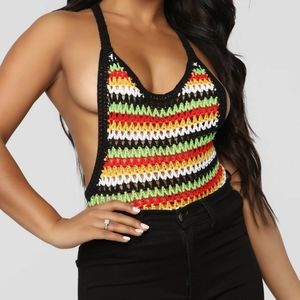 Fashion Nova Crochet Festival Time Top - Multicolor Size: M